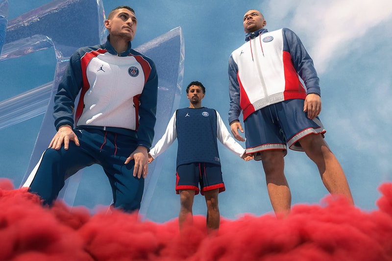 paris saint germain psg jordan brand 2021/22 home jersey kit air jordan 7 ma2 release details information mbappe