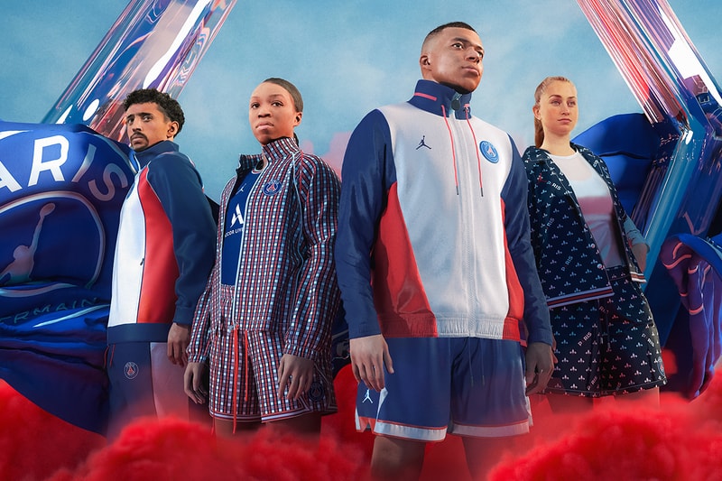 paris saint germain psg jordan brand 2021/22 home jersey kit air jordan 7 ma2 release details information mbappe
