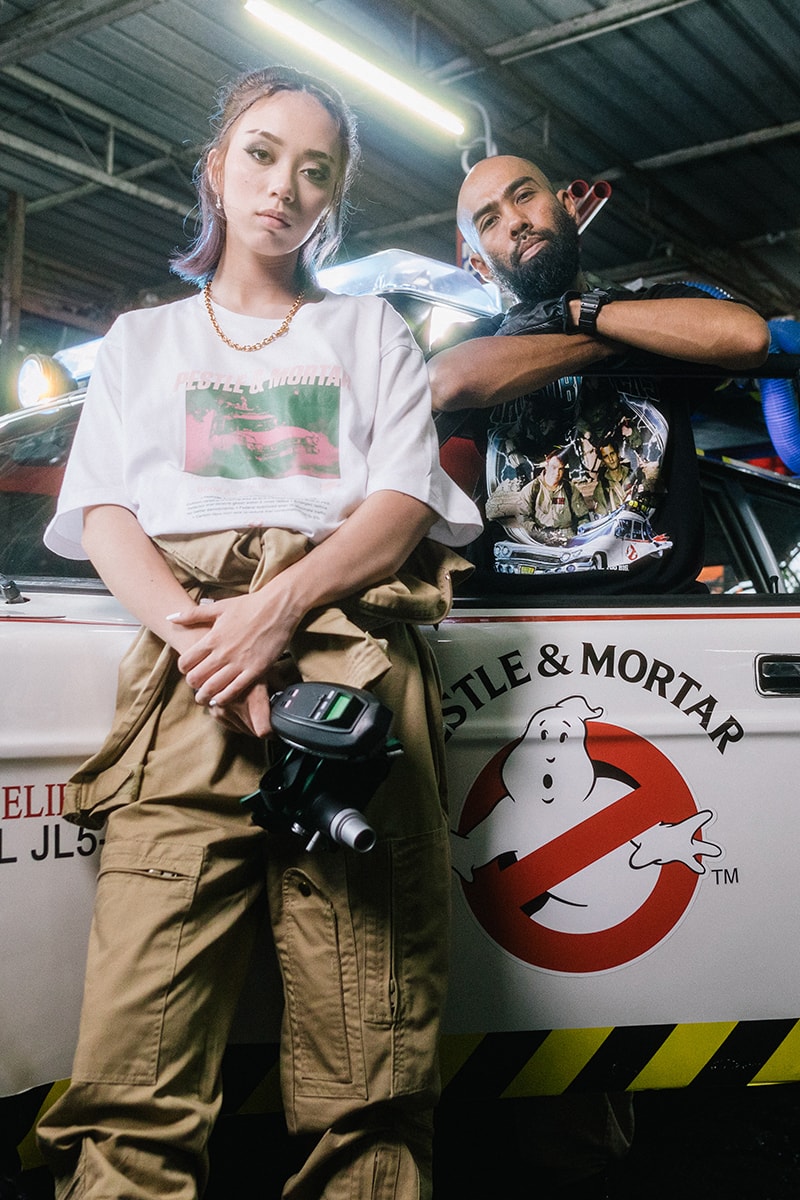 Pestle and Mortar Clothing PMC Ghostbusters collaboration lookbook ecto-1 1980s retro nostalgia mooglie stay puft slime ooze ghosts 