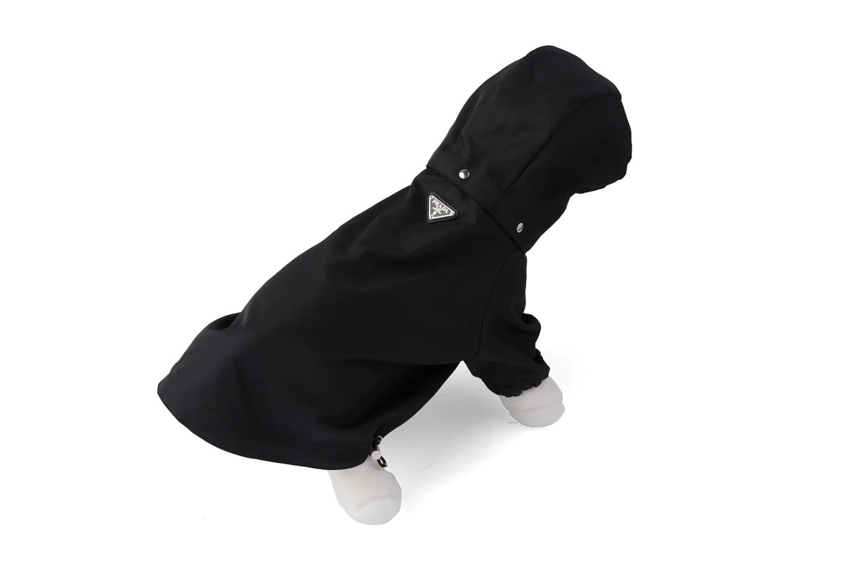 Prada Nylon dog raincoat with hood in black release premium luxury dog accessories fashion house pets 
