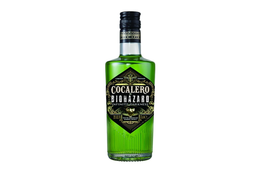 Capcom Cocalero Resident Evil infinite darkness Theme Herbal Spirit drink botanical 17 guarana ginseng juniper coca green booze biohazard drink info