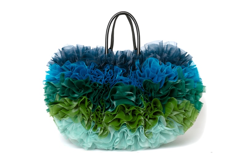 sacai TOMO KOIZUMI collaboration Capsule Collection 2021 Chitose Abe cascading gradient ruffles duffle cross body bag leg warmers