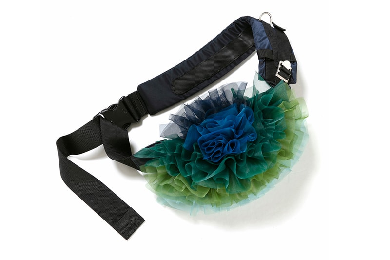 sacai TOMO KOIZUMI collaboration Capsule Collection 2021 Chitose Abe cascading gradient ruffles duffle cross body bag leg warmers