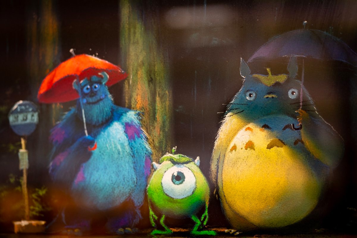 Studio Ghibli and Pixar Sends Internet in a Frenzy With Potential Collaboration Teaser Image Twitter Monsters Inc My Neighbour Totoro CGI cartoon animation Michael “Mike” Wazowski and James P. “Sulley” Sullivan Hayao Miyazaki and John Lasseter