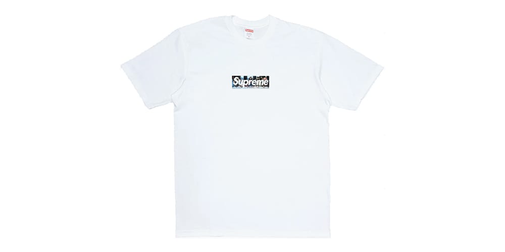 supreme white t shirt black logo