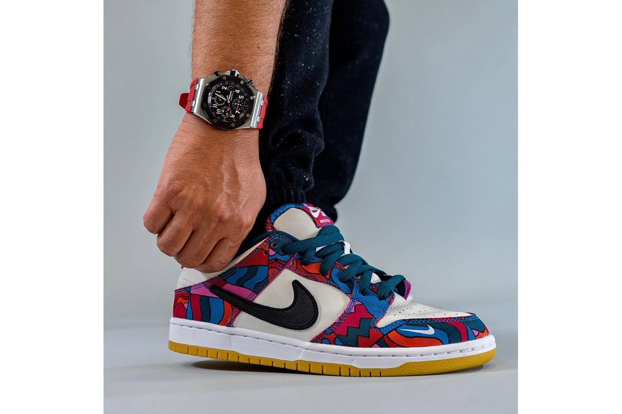 Upcoming Parra Nike SB Dunk Low Collab On-Foot Look dh7695-600 Release Info Date Buy Price