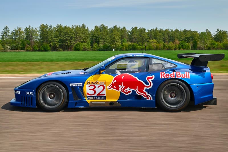 2000 FERRARI 550 GT1 red bull livery team Italtecnica rm Sotheby's supercars Italian racing le mans rebuild luxury Milan Emmanuele Naspetti Mimmo Schiattarella