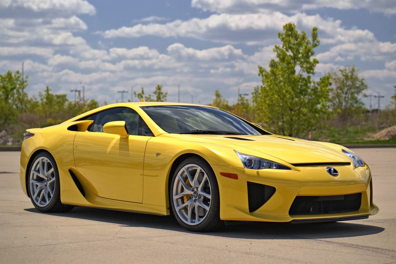 2012 Lexus LFA "Pearl Yellow" Delivery Milage Brand New Never Driven Example Rare Japanese JDM Supercar Sportcar Toyota V10 High Revving RWD Two Door Coupe Bring a Trailer Auction Expensive