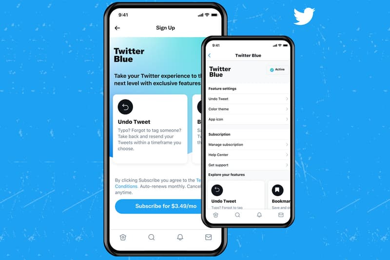 Twitter Blue Subscription Service Launches in Australia and Canada undo tweet bookmarks folder app icons 