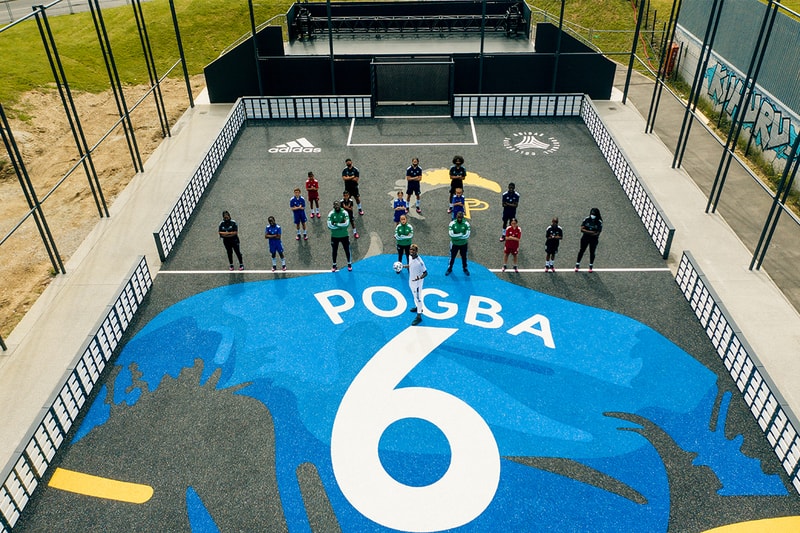 adidas football soccer france french paul pogba tribute branded pitch construction build roissy en brie home town recycled materials sustainability 