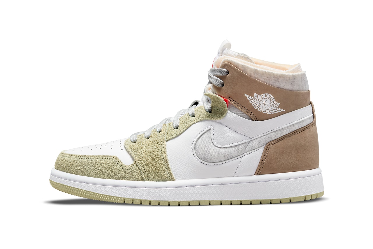 air michael jordan brand 1 high zoom cmft comfort olive aura white grey heather khaki ct0979 102 official release date info photos price store list buying guide
