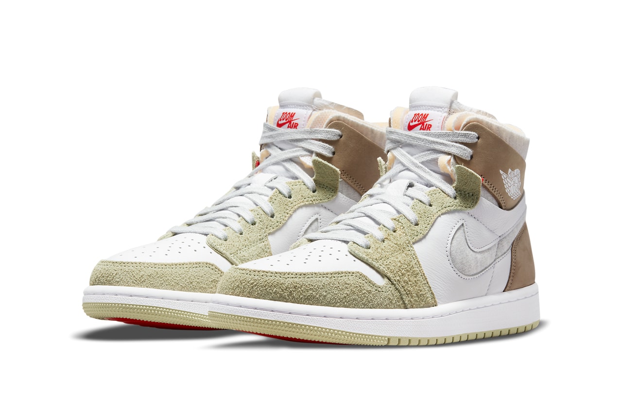 air michael jordan brand 1 high zoom cmft comfort olive aura white grey heather khaki ct0979 102 official release date info photos price store list buying guide