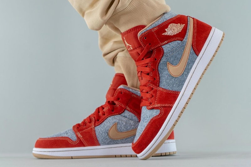 air michael jordan brand 1 mid denim levis DM4352 600 blue red brown official release date info photos price store list buying guide