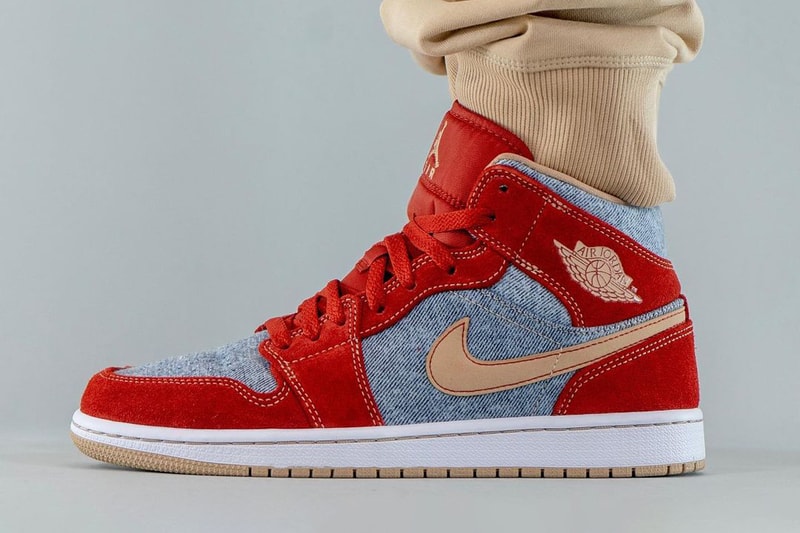 air michael jordan brand 1 mid denim levis DM4352 600 blue red brown official release date info photos price store list buying guide
