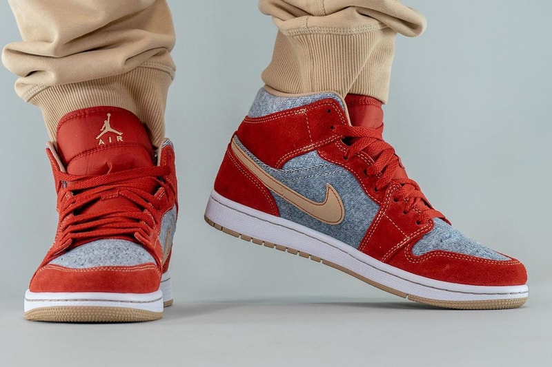 air michael jordan brand 1 mid denim levis DM4352 600 blue red brown official release date info photos price store list buying guide