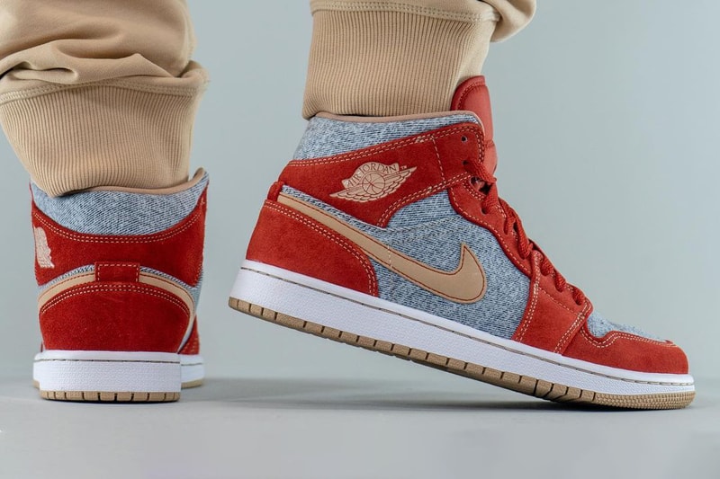 air michael jordan brand 1 mid denim levis DM4352 600 blue red brown official release date info photos price store list buying guide