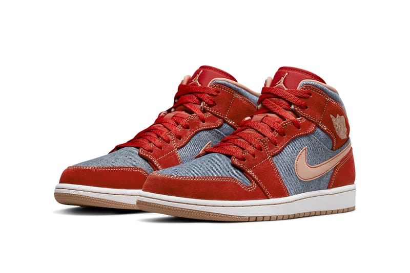 air michael jordan brand 1 mid denim DM4352 600 blue red tan white official release date info photos price store list buying guide