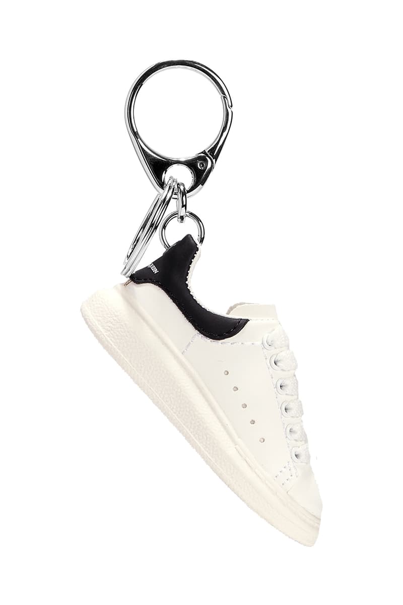 Alexander McQueen Oversized Sneaker Keychain Key Ring Accessories Footwear Fashion $243 USD Silver Tone Hardware HBX HYPEBEAST Cop Online Footwear Release Information Drop Date White Black Classic AMQ