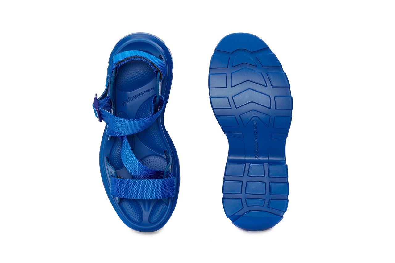 Alexander McQueen Tread Sandal FW21 Sarah Jane Burton Black Ultramarine Blue Khaki Mule Slide Flip Flop British Luxury Designer Label Release Information