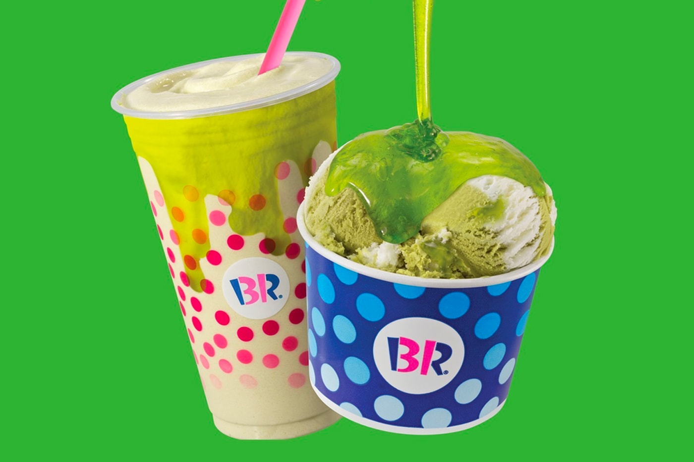 Baskin Robbins New Slime Summer Ice Cream Topping "Sour Berry Slime" "Summertime Lime"