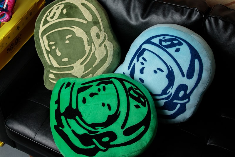 billionaire boys club bbc pharrell standing astronaut helmet head plush pillows blue white black olive ivory green sky navy official release date info photos price store list buying guide