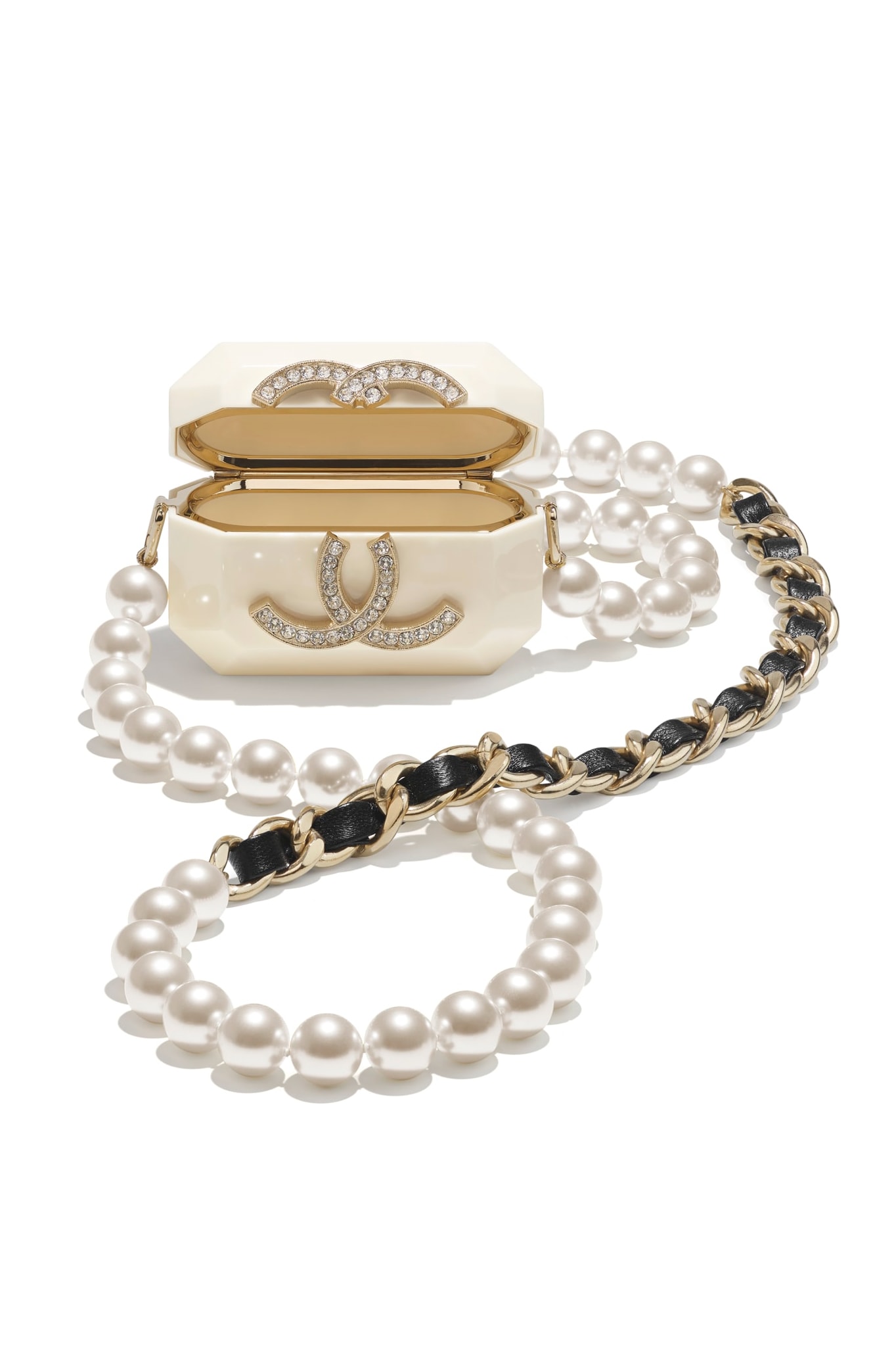 pearl necklace with chanel charm