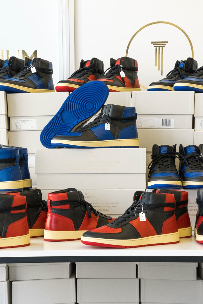 Collegium Pillar "Destroyer High" Black Red Black-Blue Royal Bred AJ1 Air Jordan 1 Nick Sisombath Emerging Designer Footwear Sneaker Brand Release Information Drop Date Los Angeles Luxury Italian Leather Premium Affordable