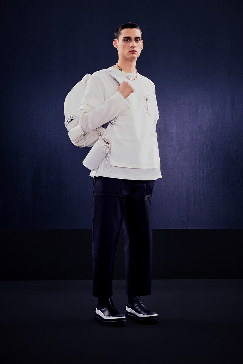 sacai chitose abe dior kim jones collaboration release information saddle bag universe footwear apparel ready to wear
