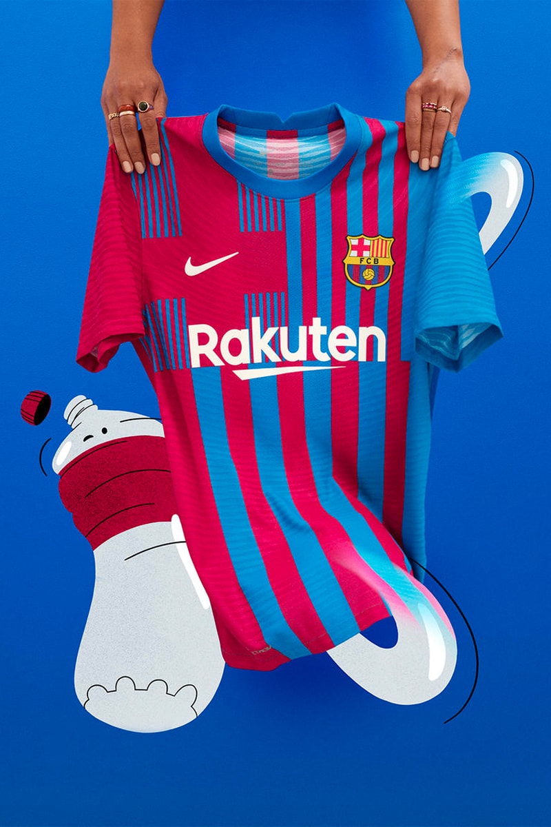 FC Barcelona and Nike Celebrate the Club's Time-Proven Values for 2021-2022 Home Kit football soccer spain blaugrana recycled eurocup lionel messi gerard pique antoine griezmann 