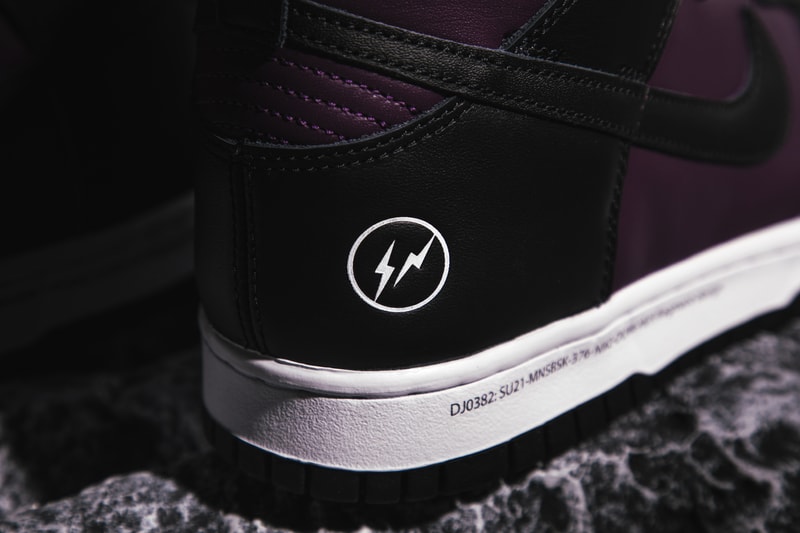 fragment design Nike Dunk High Beijing Closer Looks Release Info DJ4285-600 Date Buy Price Hiroshi Fujiwara Black Purple White City Pack 2021