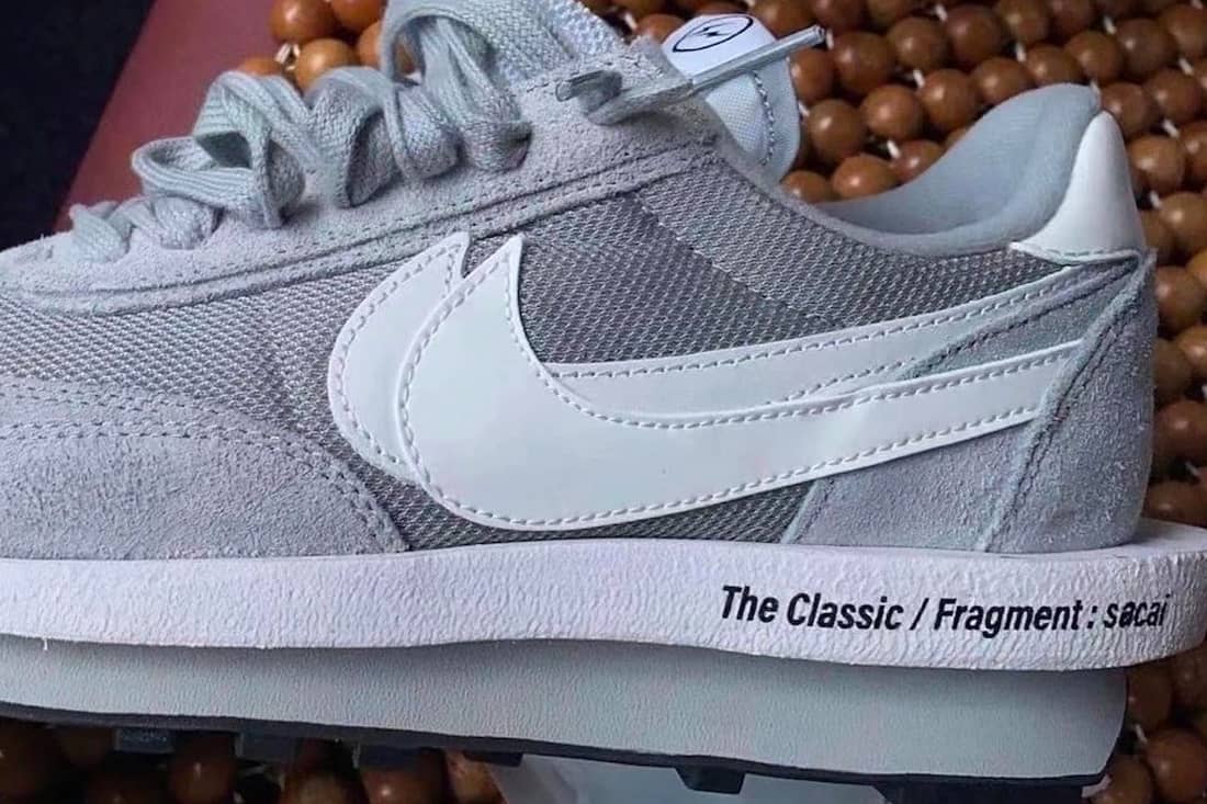 A Grey/White Colorway of the fragment x sacai x Nike LDWaffle Surfaces