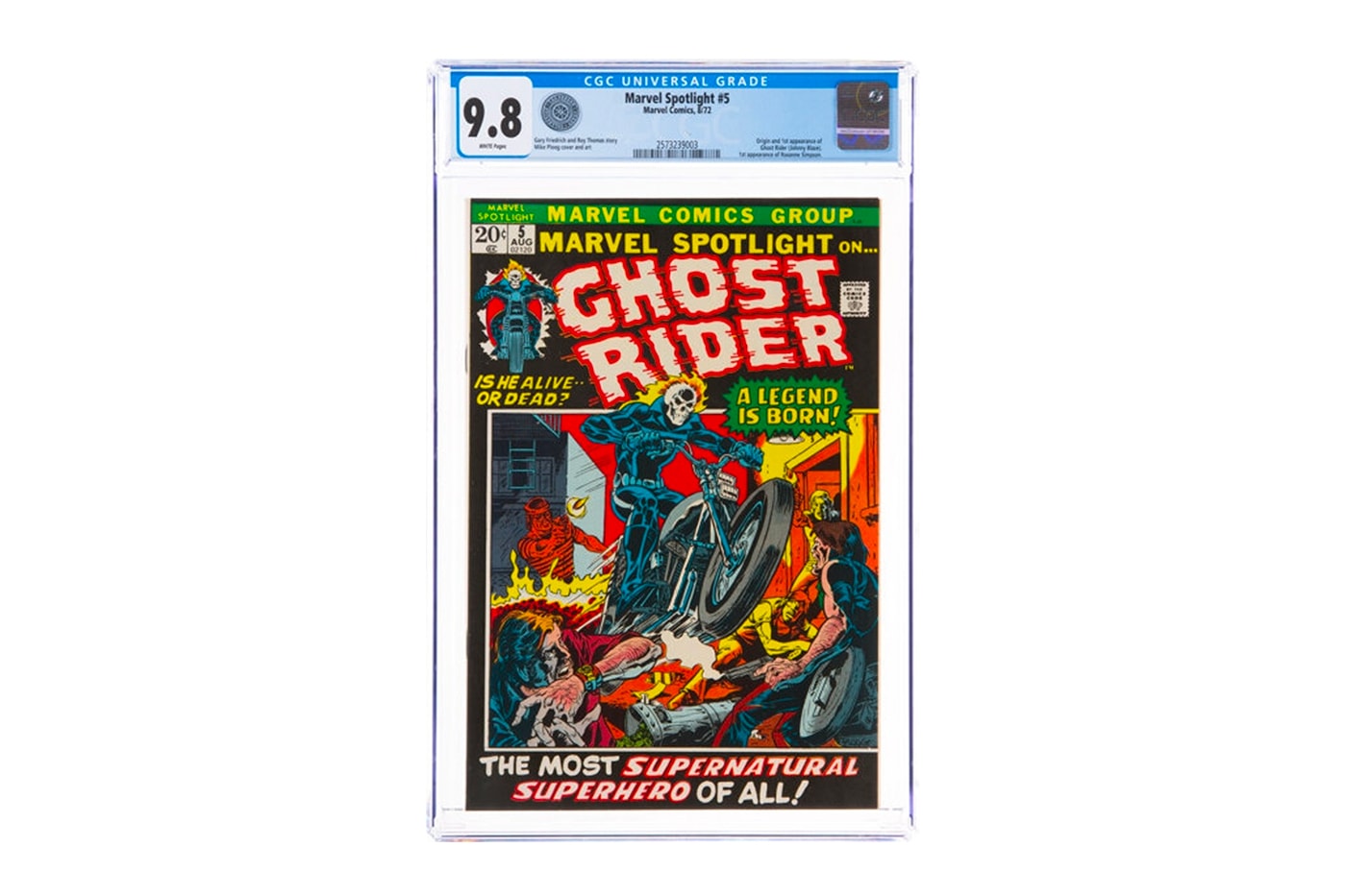 Ghost Rider First Appearance Marvel Spotlight 5 white pages heritage auctions $264,000 usd sale
