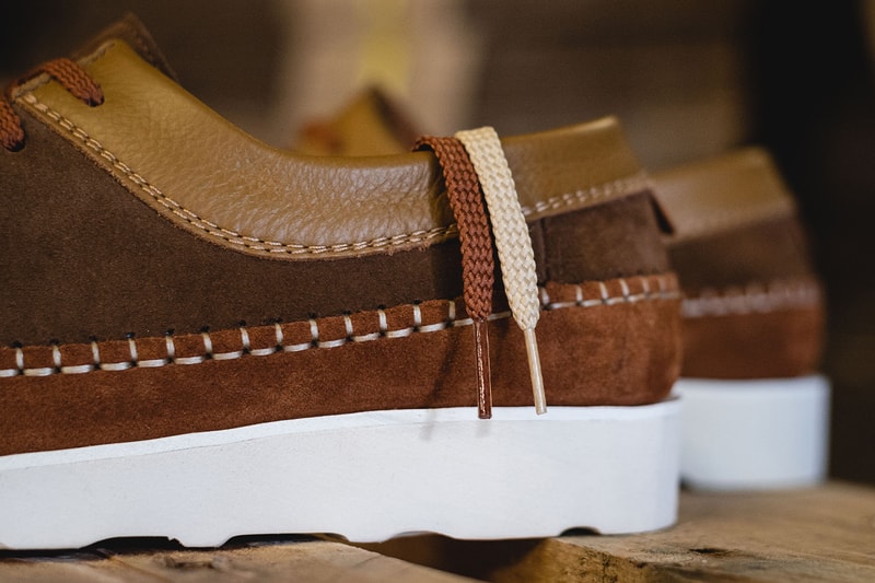 HANON x Padmore & Barnes Willow Sport Collab Info moccasin brown tan white sole vibram release info M387