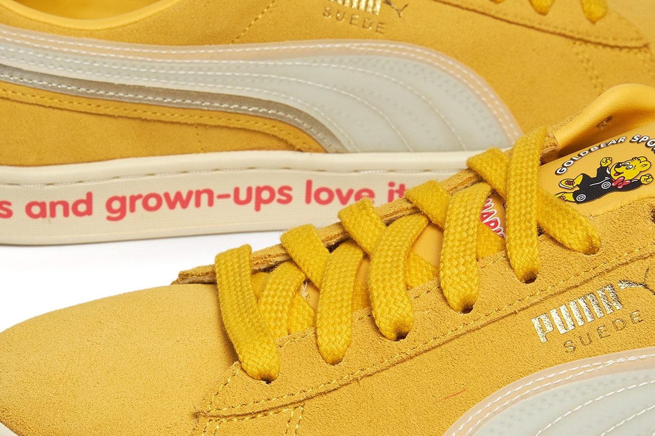 Haribo x PUMA Suede Triplex "Mimosa/Whisper White" 382560-01 Release Information Gummy Bear Kids Grown-Ups Love It So Drop Date Shoe Footwear Collaboration Sneakers Trainers Yellow