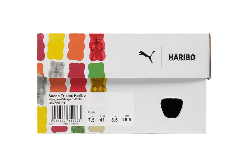 Haribo x PUMA Suede Triplex "Mimosa/Whisper White" 382560-01 Release Information Gummy Bear Kids Grown-Ups Love It So Drop Date Shoe Footwear Collaboration Sneakers Trainers Yellow