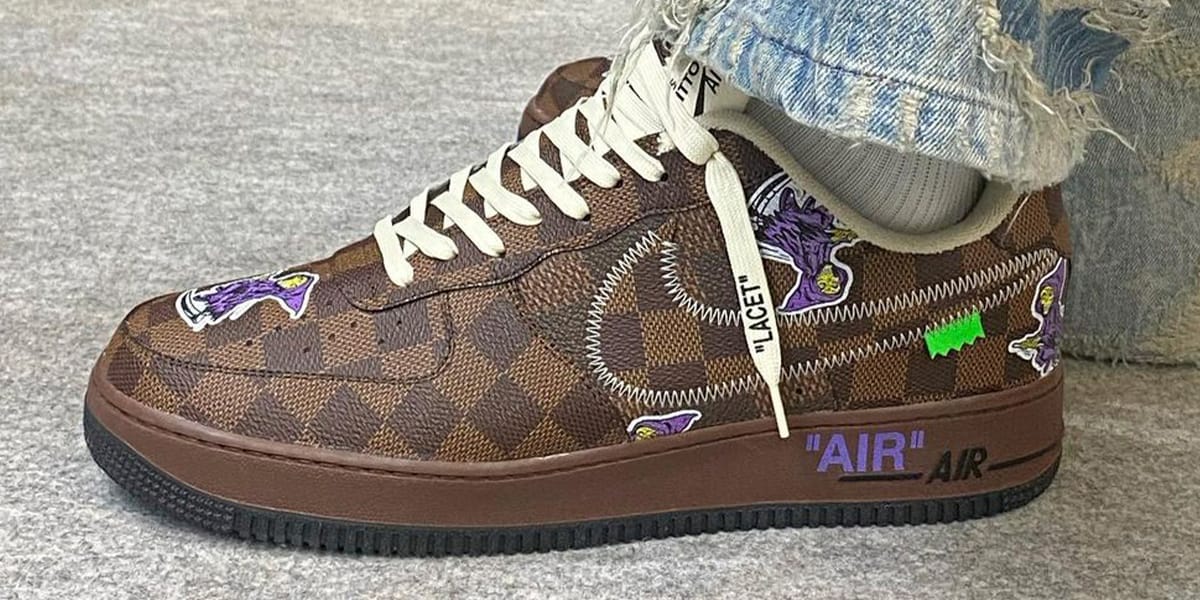 Giày Louis Vuitton x Nike Air Force 1 Low By Virgil Abloh Green Like Auth   Cop Sneaker