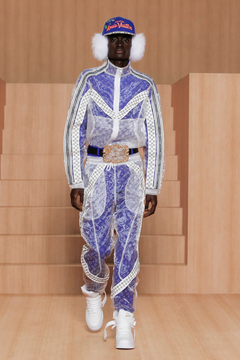 Nike Collaboration Air Force 1 Louis Vuitton Spring/Summer 2022 Amen Break Virgil Abloh Men's Show Collection Lookbook Video Scenes LV Monogram Bags Accessories Tracksuits Tailoring Shoes Boots BTS Goldie GZA Benji B Paris