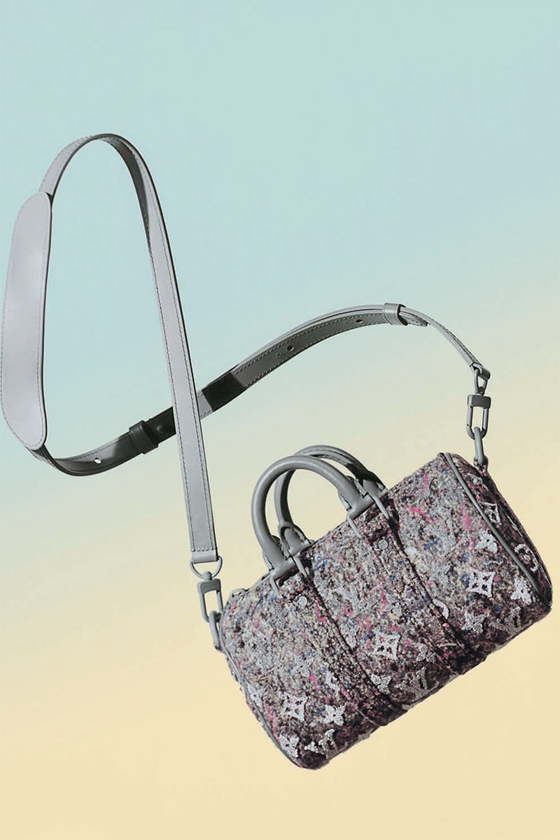 louis vuitton virgil abloh felt line leather goods recycled bags keepall release detail sustainability moving blankets