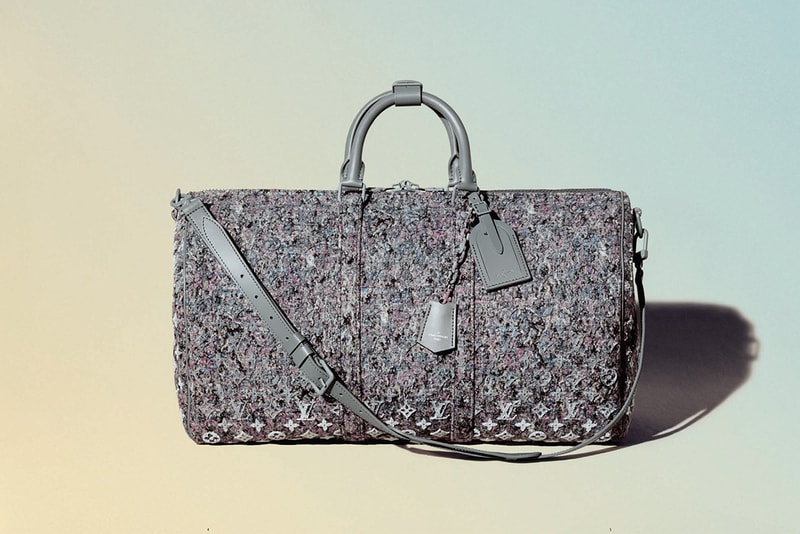 louis vuitton virgil abloh felt line leather goods recycled bags keepall release detail sustainability moving blankets