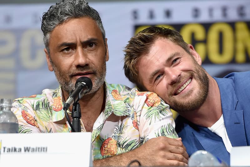 marvel studios cinematic universe disney thor love and thunder chris hemsworth taika waititi on set look photo wrap production 