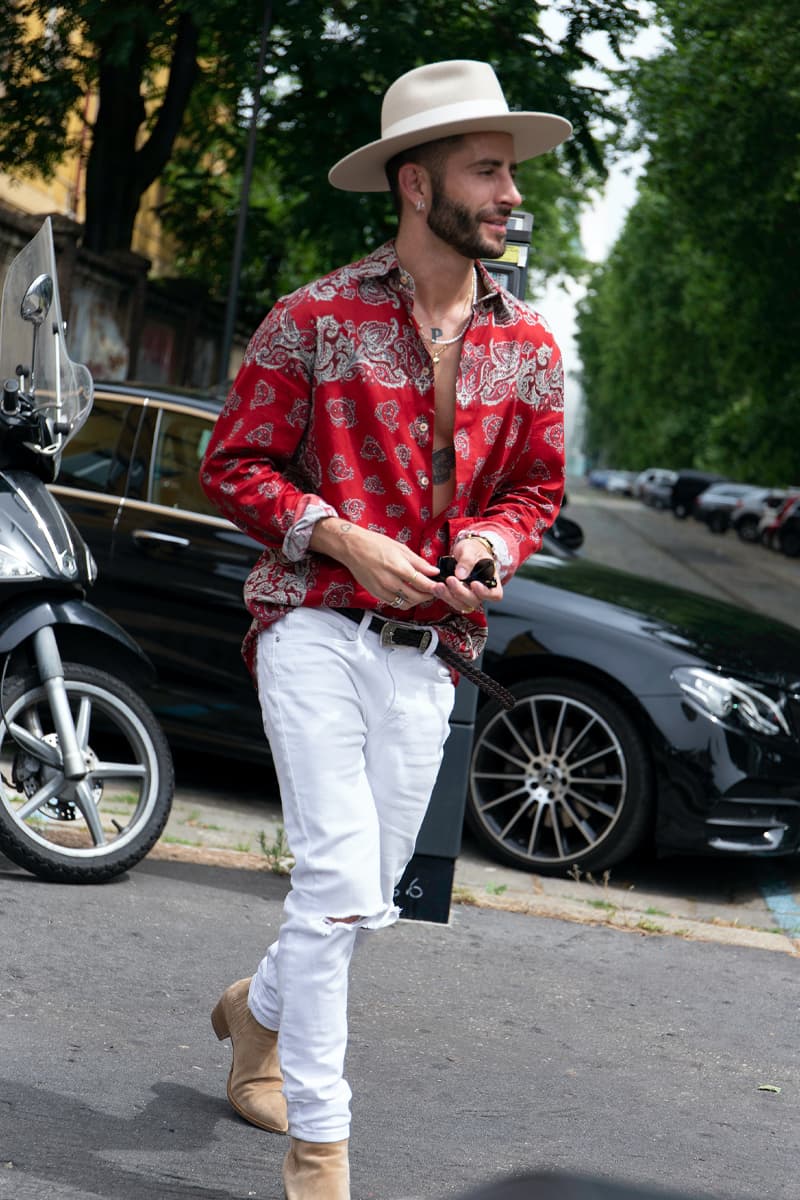 Milan Fashion Week SS22 Street Style Delivers Elegance in Bold Patterns and Casual Silhouettes MFW dolce & gabbana giorgio armani prada etro