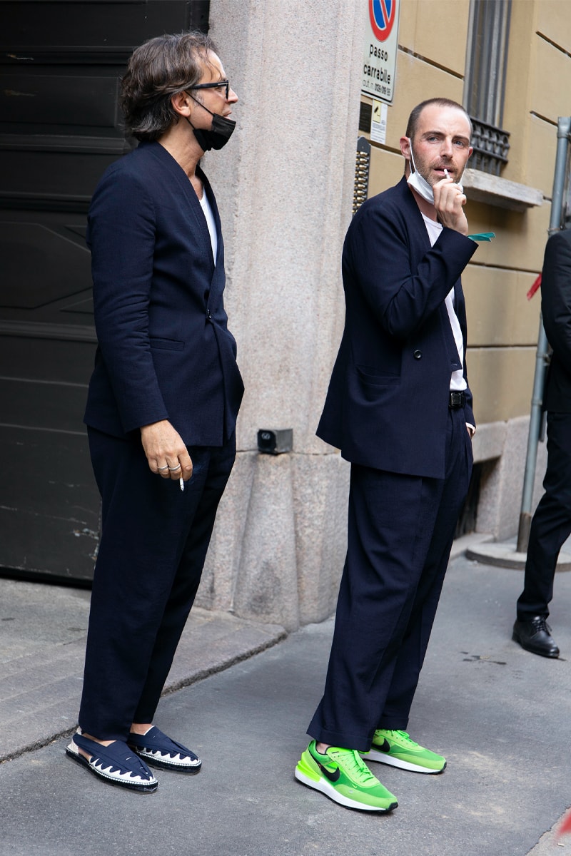 Milan Fashion Week SS22 Street Style Delivers Elegance in Bold Patterns and Casual Silhouettes MFW dolce & gabbana giorgio armani prada etro