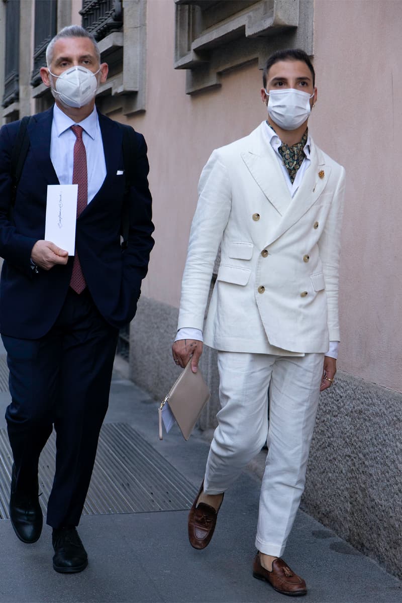 Milan Fashion Week SS22 Street Style Delivers Elegance in Bold Patterns and Casual Silhouettes MFW dolce & gabbana giorgio armani prada etro