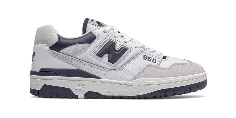 new balance 550 navy and white aime leon dore retro basketball two tone sneakers classic NB suede leather bb550wa1