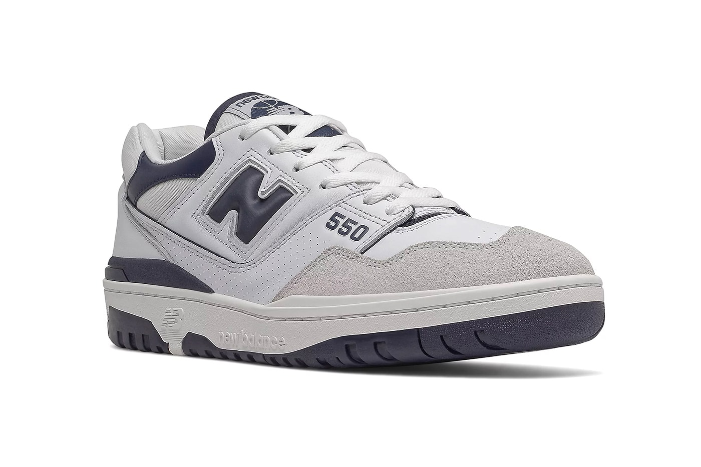 new balance 550 navy and white aime leon dore retro basketball two tone sneakers classic NB suede leather bb550wa1