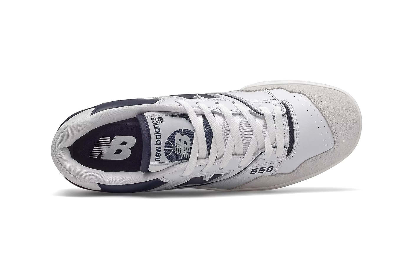 new balance 550 navy and white aime leon dore retro basketball two tone sneakers classic NB suede leather bb550wa1