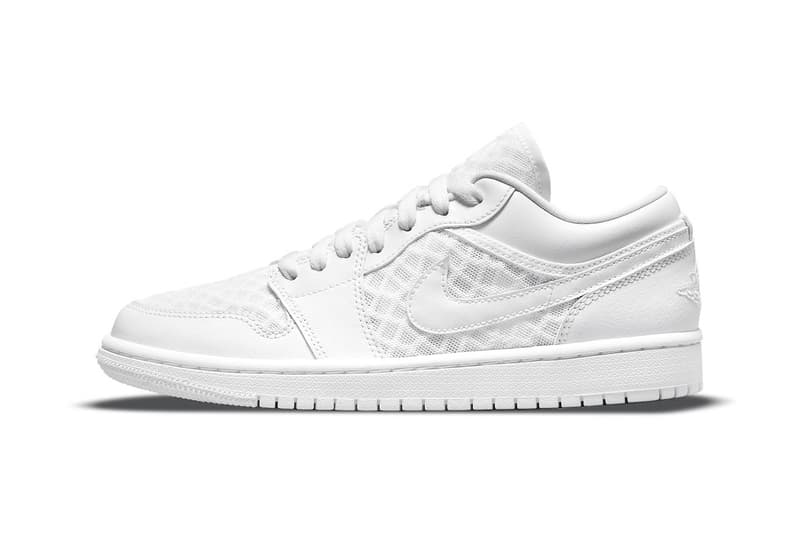 all-white mesh and leather Air Jordan 1