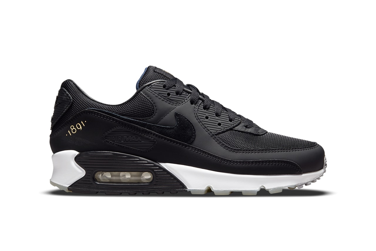 nike sportswear air max 90 aik football soccer club 130th anniversary black metallic gold white DJ4602 001 official release date info photos price store list buying guide