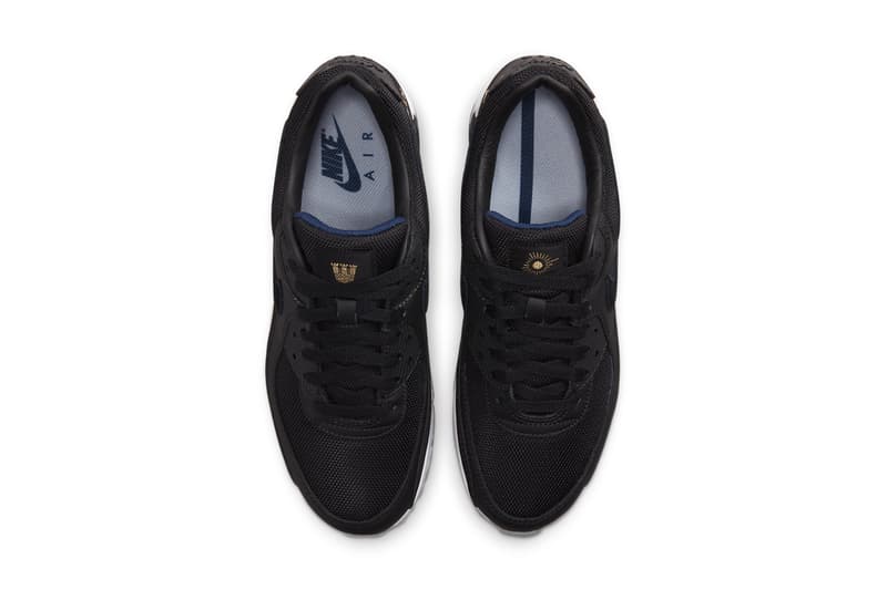 nike sportswear air max 90 aik football soccer club 130th anniversary black metallic gold white DJ4602 001 official release date info photos price store list buying guide