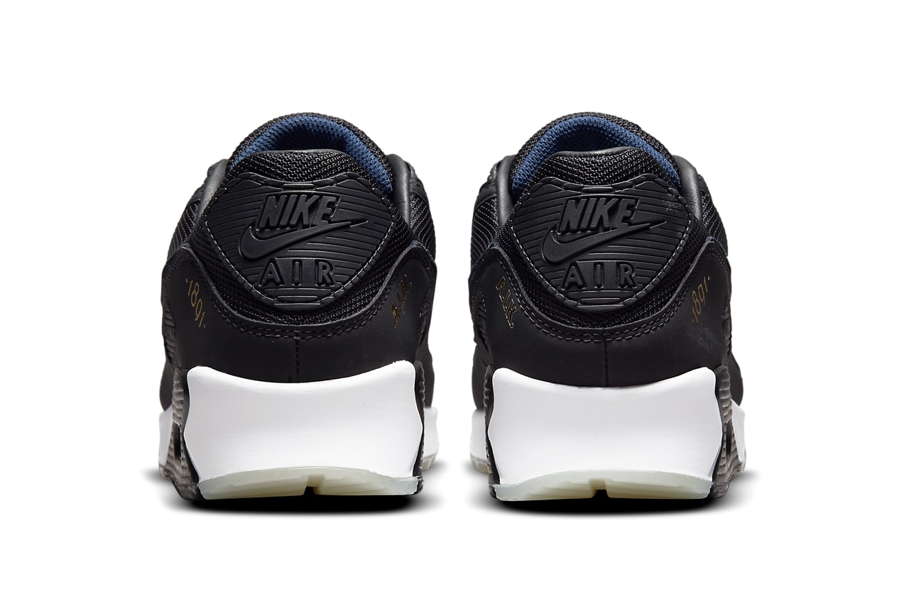 nike sportswear air max 90 aik football soccer club 130th anniversary black metallic gold white DJ4602 001 official release date info photos price store list buying guide